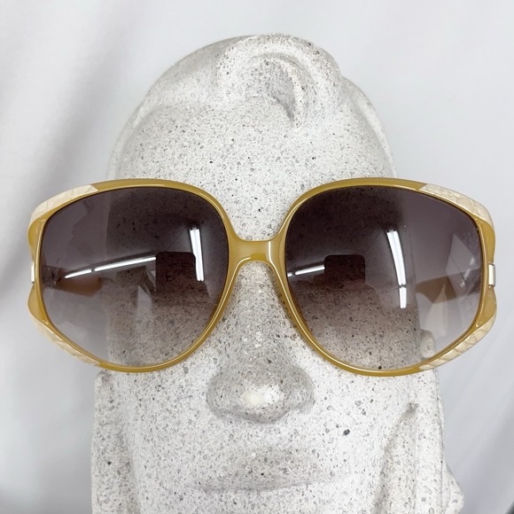 Vintage Christian Dior‎ 2320 70 Sunglasses Yellow Beige & Gold Large - Picture 1 of 7